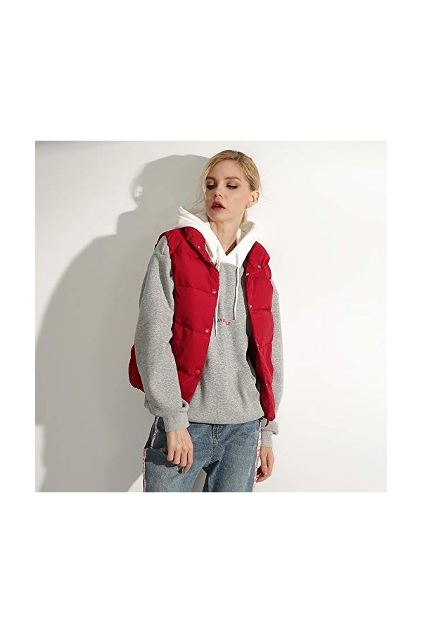 nouler Manteau dhiver Col De Duvet De Canard Femme dhiver Veste Chaude sans Manches,Jaune,L