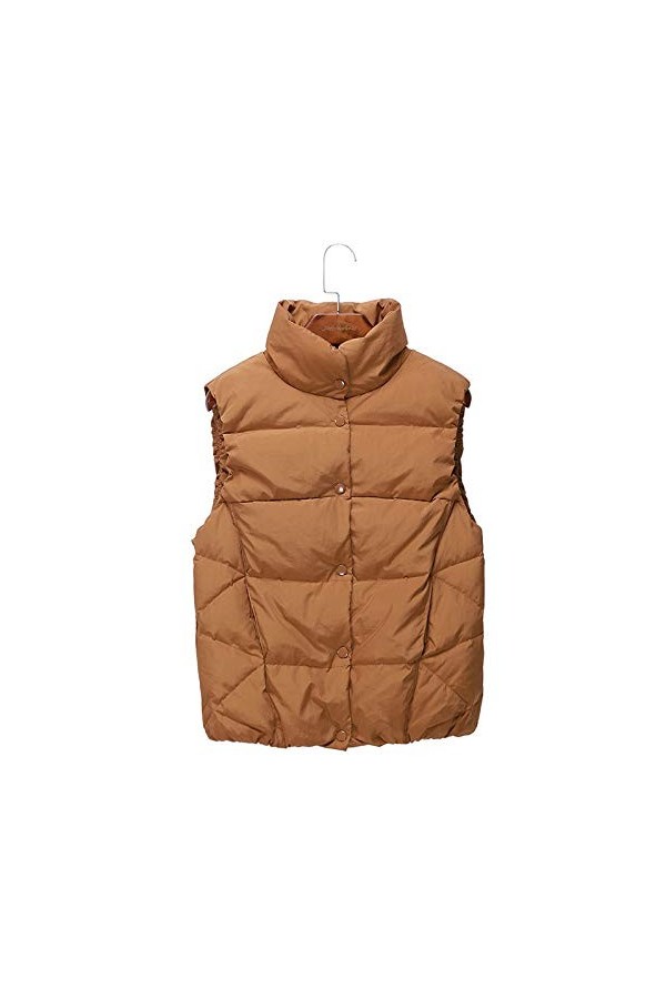 nouler Manteau dhiver Col De Duvet De Canard Femme dhiver Veste Chaude sans Manches,Jaune,L