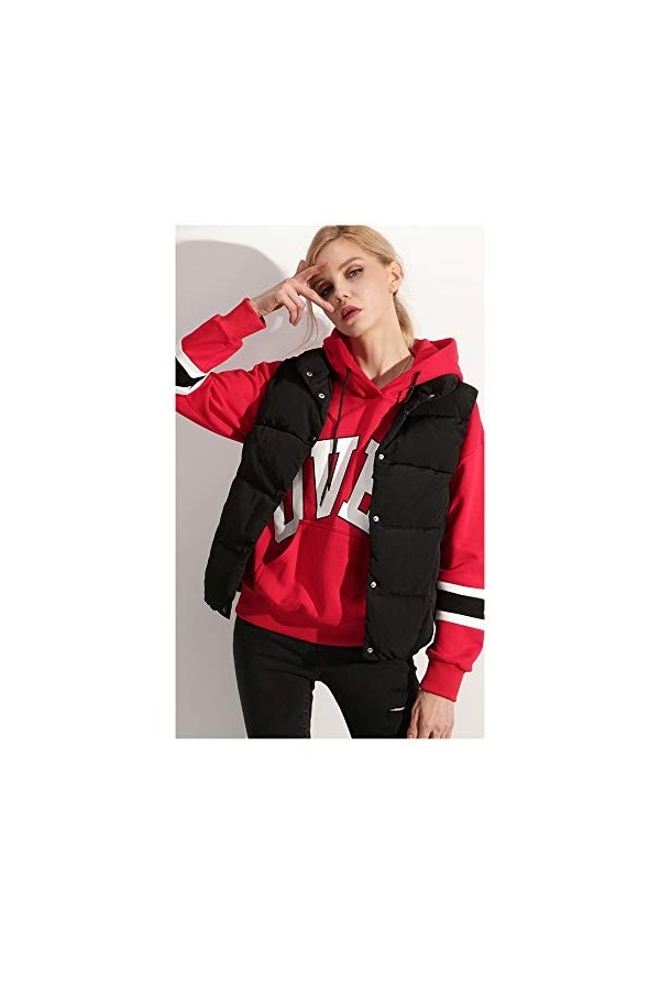 nouler Manteau dhiver Col De Duvet De Canard Femme dhiver Veste Chaude sans Manches,Jaune,L