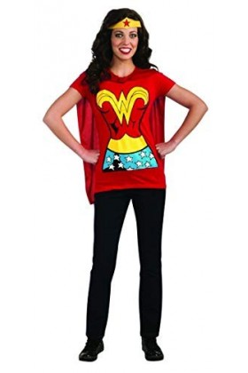 Rubies Costume DC Comics Wonder Woman T-shirt avec cape et bandeau Rouge - multicolore - Large
