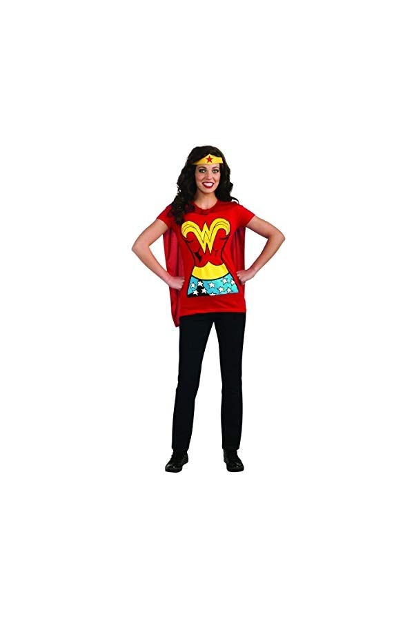 Rubies Costume DC Comics Wonder Woman T-shirt avec cape et bandeau Rouge - multicolore - Large