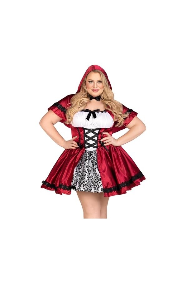 Leg Avenue Gothic Red Riding Hood Adult Sized Costumes, Rouge/Blanc, 1X-2X pour Femmes