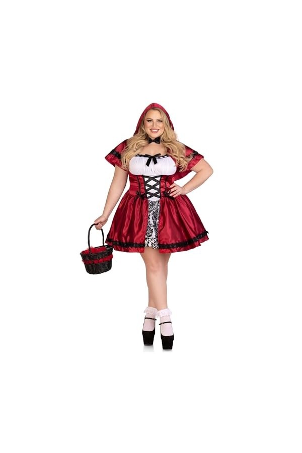 Leg Avenue Gothic Red Riding Hood Adult Sized Costumes, Rouge/Blanc, 1X-2X pour Femmes