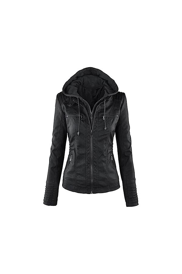 Fjnbbiot Vestes En Faux Cuir Pour Femmes, Manteaux Dautomne Et Dhiver, Vêtements De Moto En Cuir PU Auburn M