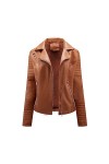Fjnbbiot Veste De Motard À Fermeture Éclair Pour Femme, Veste En Simili Cuir À La Mode, Manteau Printemps-Automne khaki9 S