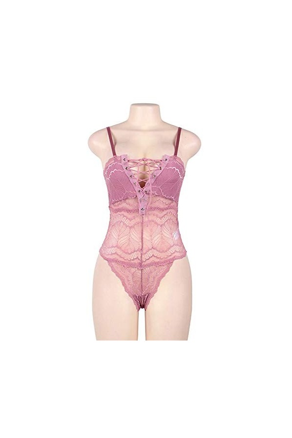 Charmante Lingerie Sexy Couleur Unie Motif Creux Corps Complet Sexy Bas Résille Chemise De Nuit Clubwear Jupe Transparente Ma