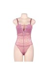 Charmante Lingerie Sexy Couleur Unie Motif Creux Corps Complet Sexy Bas Résille Chemise De Nuit Clubwear Jupe Transparente Ma