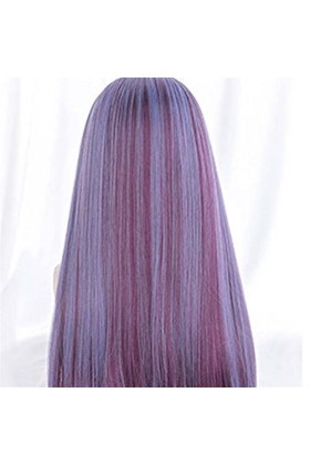 DUNEL Wig For Women Ombre Purple Long Straight Hair With Bangs Party Costume Cosplay Wig for Women Perfect for Daily