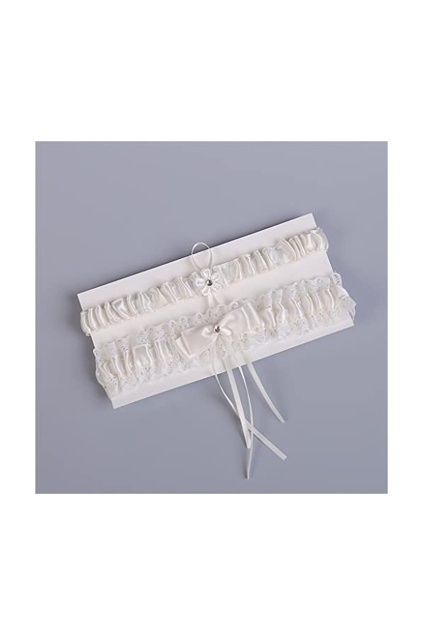 Jarretière de mariage Blanc Dentelle Fleur Arc Jarretières Sexy 2pcs ensemble pour les Femmes Mariée Cuisse Anneau Jarretière