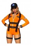 Leg Avenue 3 PC Space Commander, includes zip-up romper with badge accents, garter harness, and matching hat.