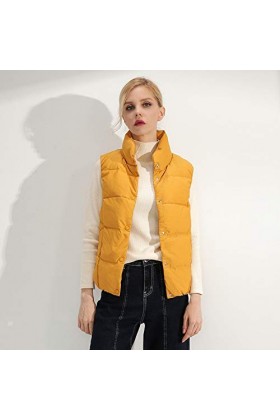 nouler Manteau dhiver Col De Duvet De Canard Femme dhiver Veste Chaude sans Manches,Jaune,L