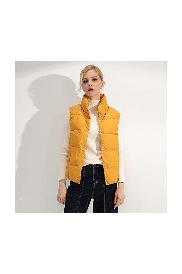 nouler Manteau dhiver Col De Duvet De Canard Femme dhiver Veste Chaude sans Manches,Jaune,L