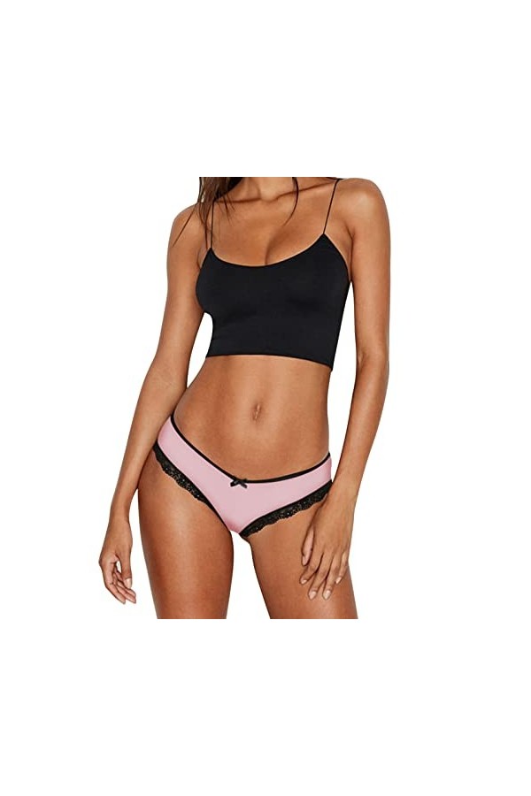 Culotte en dentelle extensible sexy douce pour femme, rose vif, L