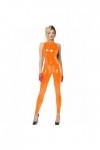 JQYTEN Grande taille Sexy sans manches PVC Catsuit femmes fermeture éclair à lentrejambe moulante combinaison Look humide Co