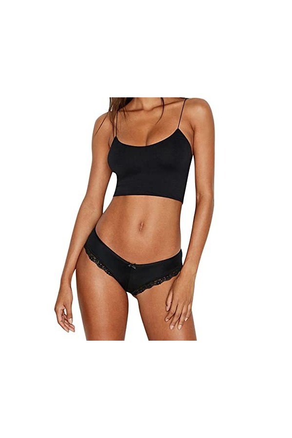 Culotte en dentelle extensible sexy douce pour femme, rose vif, L