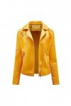 Fjnbbiot Veste De Motard À Fermeture Éclair Pour Femme, Veste En Simili Cuir À La Mode, Manteau Printemps-Automne yellow XXL