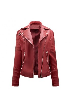 Fjnbbiot Veste De Motard À Fermeture Éclair Pour Femme, Veste En Simili Cuir À La Mode, Manteau Printemps-Automne yellow XXL