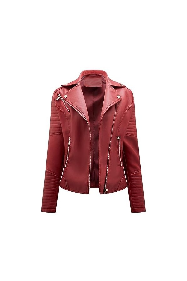 Fjnbbiot Veste De Motard À Fermeture Éclair Pour Femme, Veste En Simili Cuir À La Mode, Manteau Printemps-Automne yellow XXL