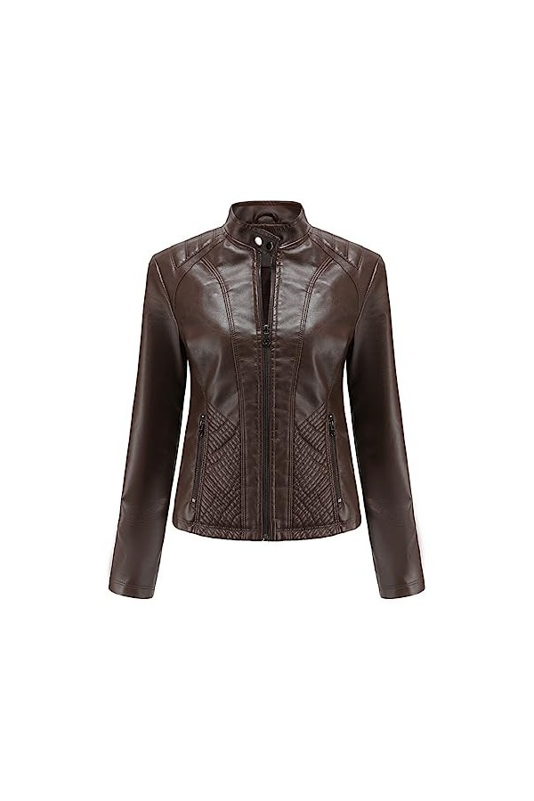 Fjnbbiot Vestes Et Manteaux En Cuir Pour Femmes Printemps Automne À Manches Longues Mode Vestes De Moto De Base Streetwear Vê