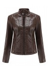 Fjnbbiot Vestes Et Manteaux En Cuir Pour Femmes Printemps Automne À Manches Longues Mode Vestes De Moto De Base Streetwear Vê