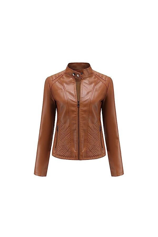 Fjnbbiot Vestes Et Manteaux En Cuir Pour Femmes Printemps Automne À Manches Longues Mode Vestes De Moto De Base Streetwear Vê