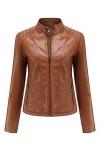 Fjnbbiot Vestes Et Manteaux En Cuir Pour Femmes Printemps Automne À Manches Longues Mode Vestes De Moto De Base Streetwear Vê
