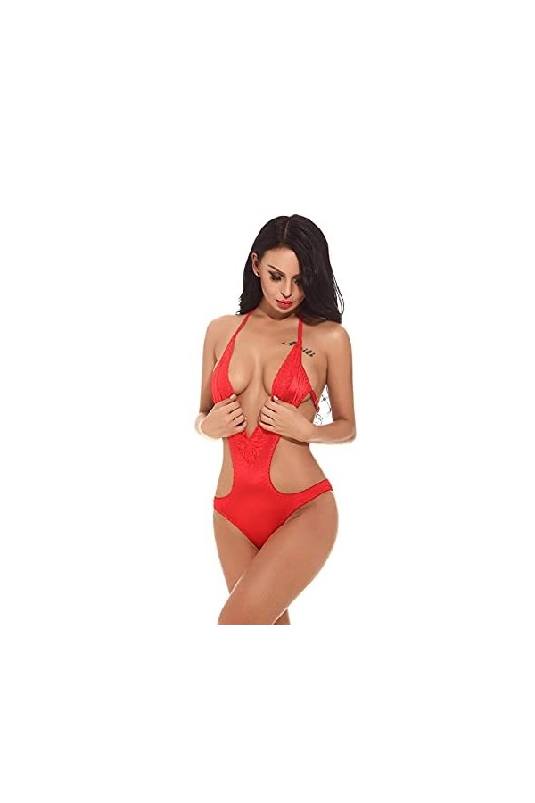 Voir à Travers la Lingerie Sexy Porno Lingerie Sexy Dentelle Rouge Femmes vêtements de Nuit sous-vêtements Chauds Robe Sexy e