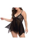 XENITE Lingerie Sexy Babydoll Sexy Floral Erotic Women Lace Sleepwear Dress T Rouge XL 