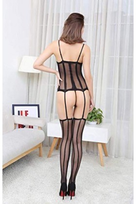 XENITE Lingerie Sexy Bodys pour Femmes Sexy Sexy Uniforme Perspective Bas Siamois sous-vêtements Taille Unique Noire Taill