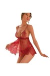 Ensemble de Lingerie Sexy, Lingerie Sexy pour Femmes Babydoll Perspective Dentelle Pyjamas Sexy Poitrine Nue Sexy Bas Femme s