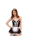 XENITE Tablier sexy pour femme Tenue de femme de chambre Lingerie sexy Costume de jeu de cosplay Dentelle noire Vêtements de 