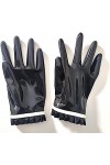Gants Courts En Latex Noir Avec Bords En Dentelle Plissée 0,4 Mm Dépaisseur Club Party Wear Costume Pour Robe Catsuit,Grand