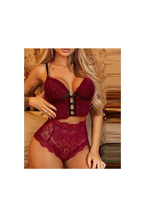 Bodys Vêtements pour Femmes Fille Sexy Lingerie Babydoll String Robe Lingerie Pyjamas Vert M Rouge M Rouge X 