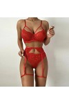 AKAZI Lingerie de Charme pour Femmes, Mini Nuisette Sexy à Licou, Lingerie Sexy, Costume Une pièce en Dentelle, Noir, M Noir