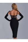 BELLA BARNETT Robe midi avec découpe pour femme, noir, Taille L