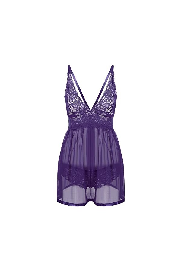 RWRAPS sous-vêtements Sexy pour Femmes, Robe à Bretelles Sexy, Lingerie Fendue, Pyjama érotique, Ensemble de Robe de soirée 