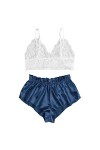 Lingerie Sexy pour Femme Coquine en Dentelle Sexy avec Soutien-Gorge et Culotte - Bleu Marine Bleu Marine S 