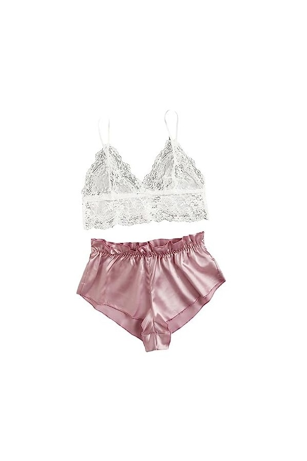 Lingerie Sexy pour Femme Coquine en Dentelle Sexy avec Soutien-Gorge et Culotte - Bleu Marine Bleu Marine S 