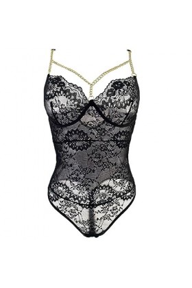 Lingerie Sexy pour Femme, Grande Taille, Sexy, ajourée, Pure Luxure, sous-vêtements érotiques Une pièce Noir S 