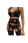 Lingerie Sexy pour Femme, Lingerie tentante Sexy, Pyjama Demi-Jarretelles en Maille, sous-vêtements Sexy, Ensemble Trois pièc