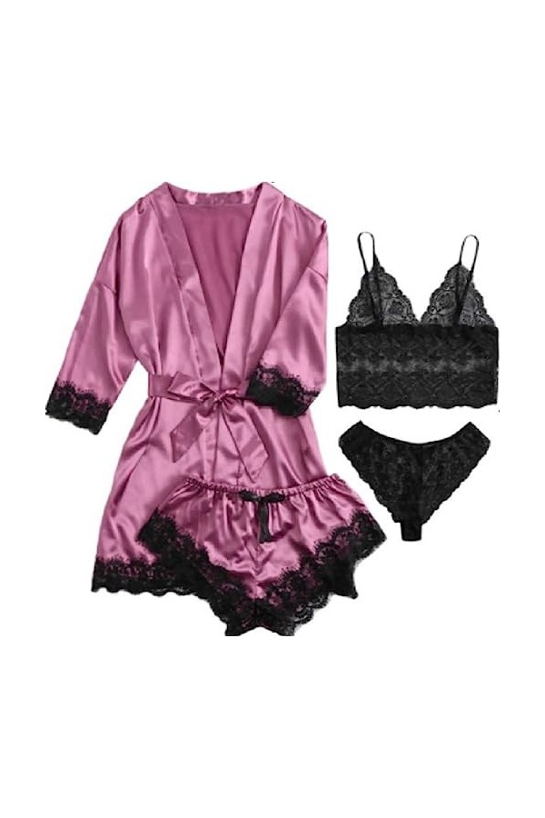 Lingerie Sexy pour Femmes, Ensemble Pyjama érotique en Dentelle, vêtements de détente, Ensemble de Bretelles de Lingerie Sexy