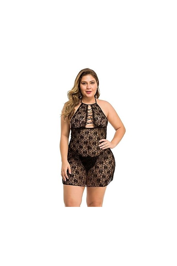 BAWHO sous-vêtements Sexy pour Femmes, sans Entrejambe, Dos croisé, Lingerie érotique, Pyjama Tout-en-Un