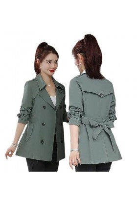 JYHBHMZG Printemps Automne Trench Femme Coréen Double Poitrine Mi-Longueur Femmes Trench Coat Manteau Coupe-vent Vêtements d