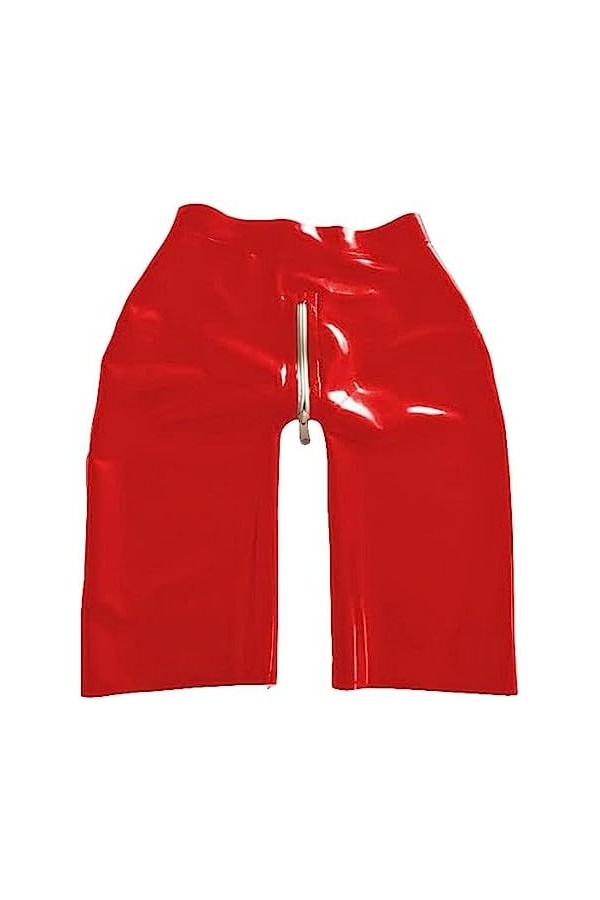 IDOBLO Latex 100% Caoutchouc Rouge Dames Shorts Quatre Coins Sexy Cosplay Fermeture Éclair Décoration 0.4m,Rouge,3XL