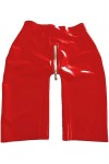 IDOBLO Latex 100% Caoutchouc Rouge Dames Shorts Quatre Coins Sexy Cosplay Fermeture Éclair Décoration 0.4m,Rouge,3XL