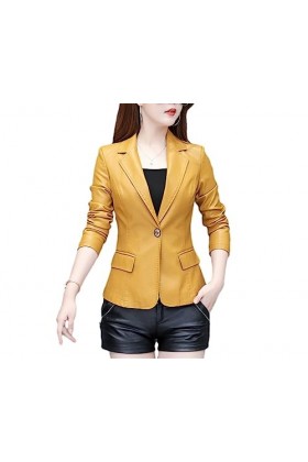 Fjnbbiot Femmes Veste En Cuir Printemps Automne Courte Jolie Pochette En Cuir Travail À Porter Manteau Purple L