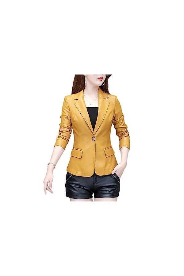 Fjnbbiot Femmes Veste En Cuir Printemps Automne Courte Jolie Pochette En Cuir Travail À Porter Manteau Purple L