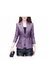 Fjnbbiot Femmes Veste En Cuir Printemps Automne Courte Jolie Pochette En Cuir Travail À Porter Manteau Purple L