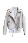 Fjnbbiot Printemps Automne Femmes Veste En Simili Cuir Mince Streetwear Manteau En Cuir Veste De Moto Auburn S