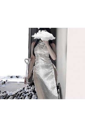 Ensemble de Lingerie Sexy, Chinois Qipao Classique Femmes Satin Cheongsam Lingerie Robes de soirée Sexy Dentelle Lingerie Uni